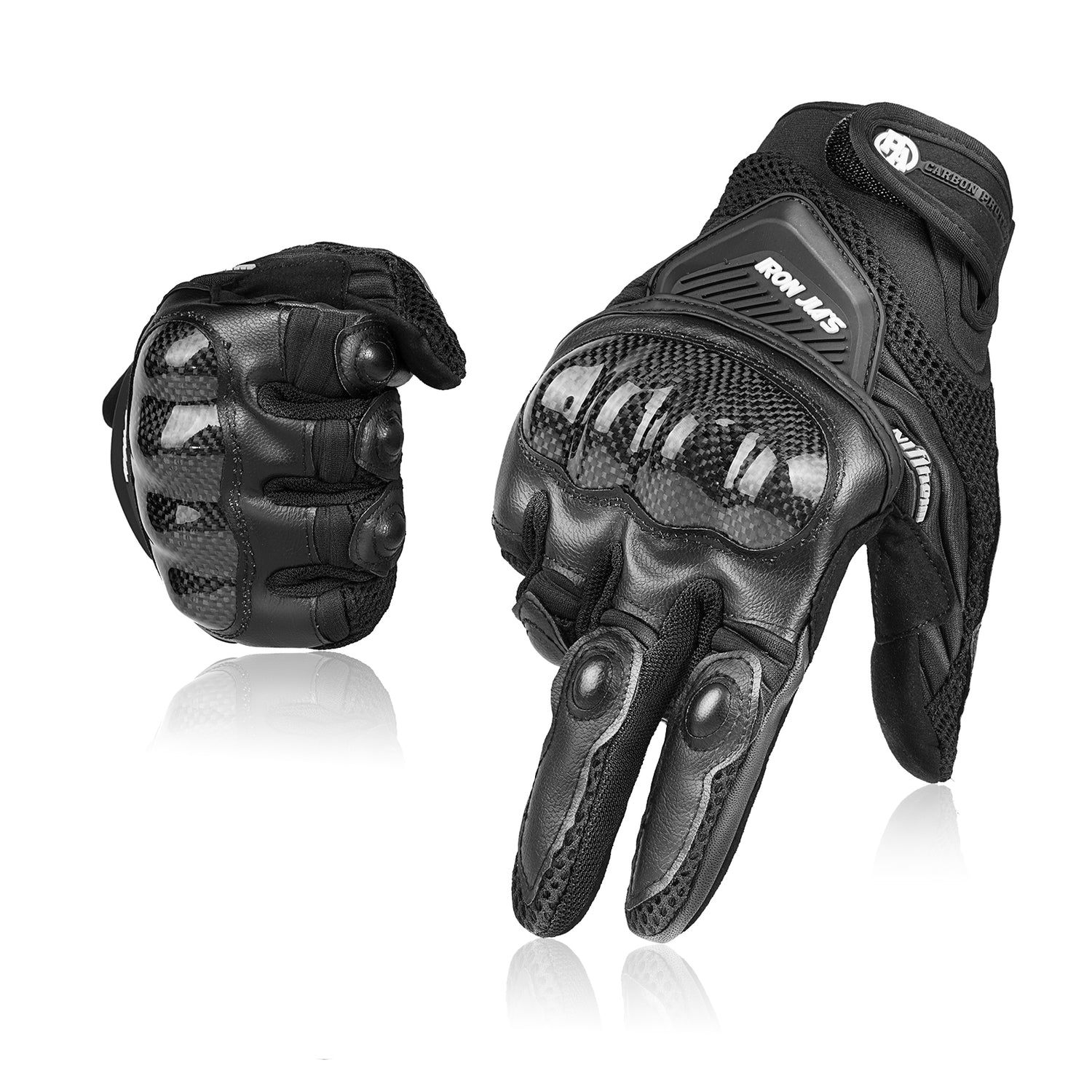 IRON JIAS Sommer Motorradhandschuhe Atmungsaktive Motorradhandschuhe Leder Vollfinger Knöchelschutzpolster Touchscreen