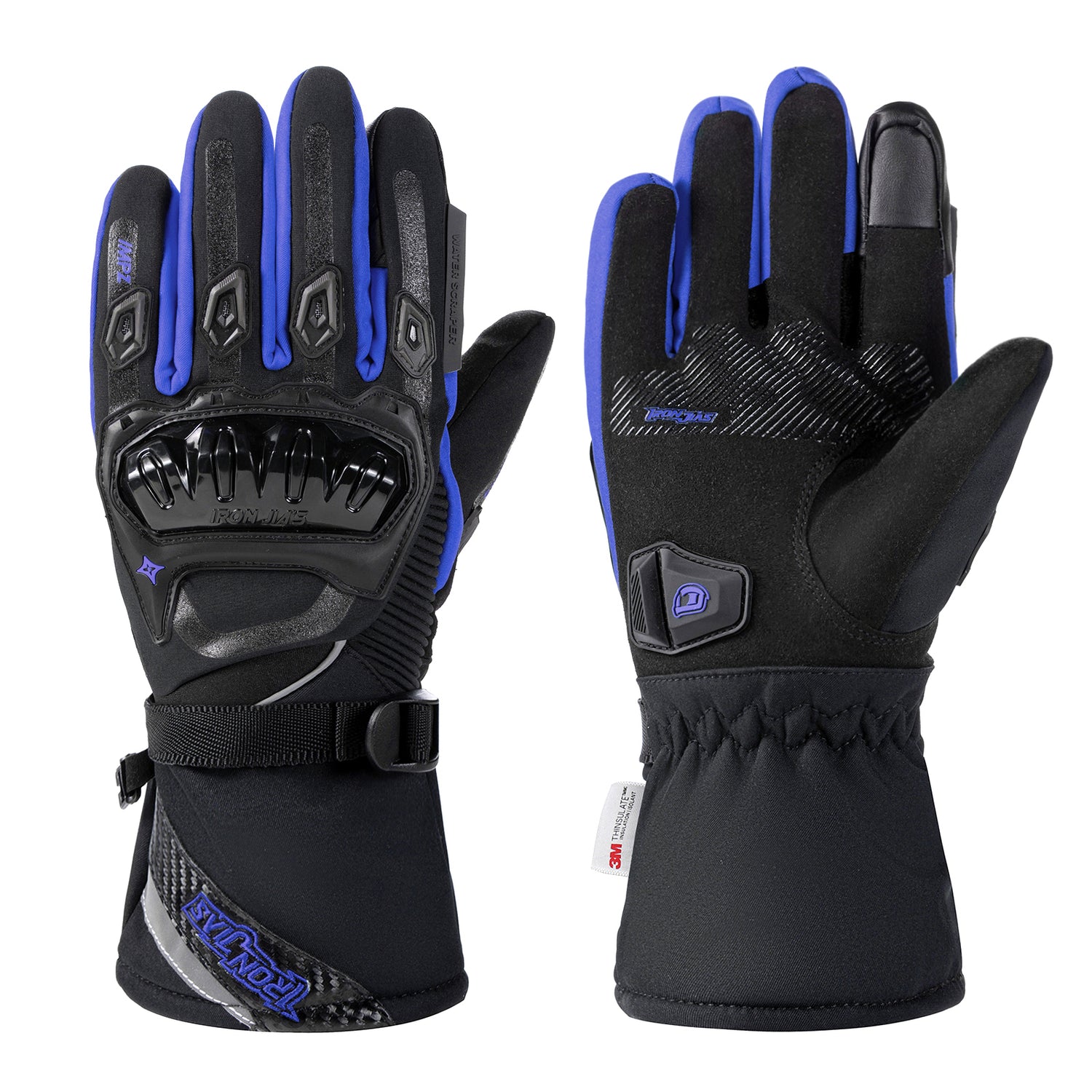 Blue Waterproof Winter Motorcycle Gloves